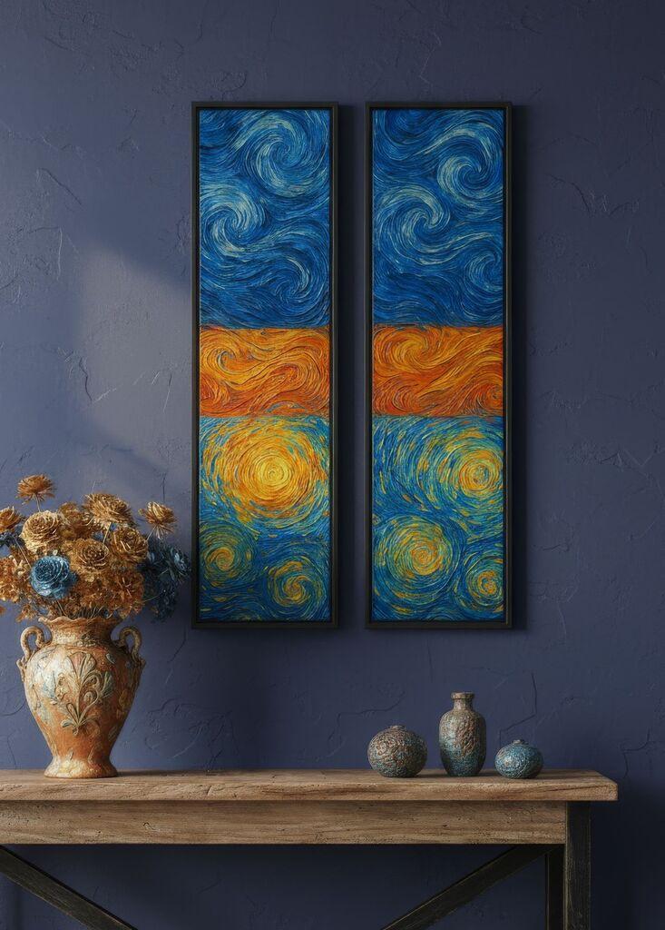 Wallity Dekorativne uramljene slike na platnu, 25x100cm, 2 komada, Šarene