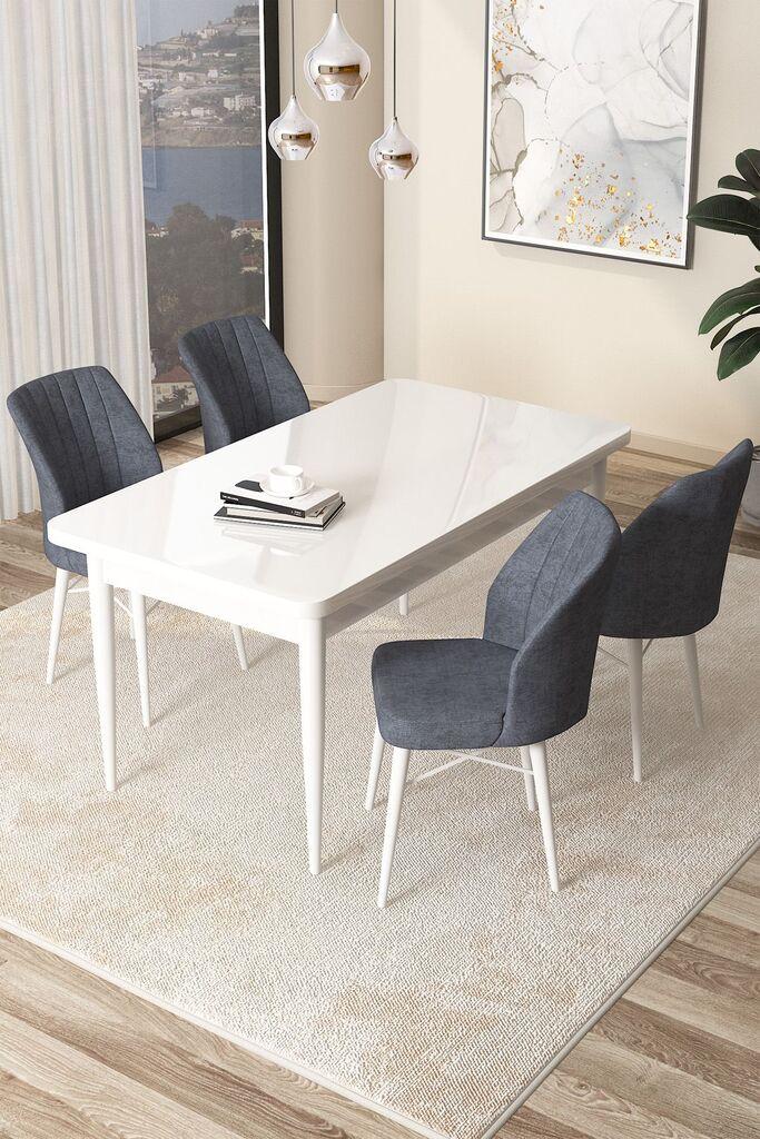 Hanah Home Set Trpezarijski sto i 4 stolice Arp, Teget-beli