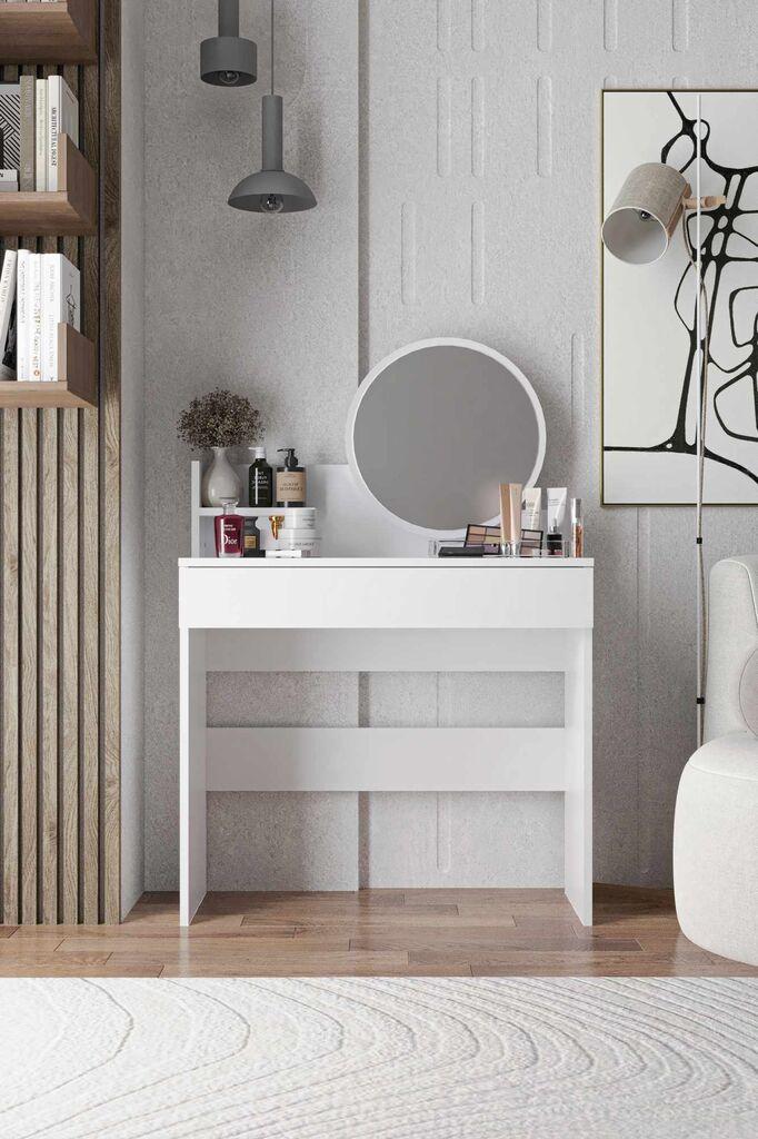 Hanah Home Sto za šminkanje Harmony Mini Round, 90 x 40 x 133 cm, Beli