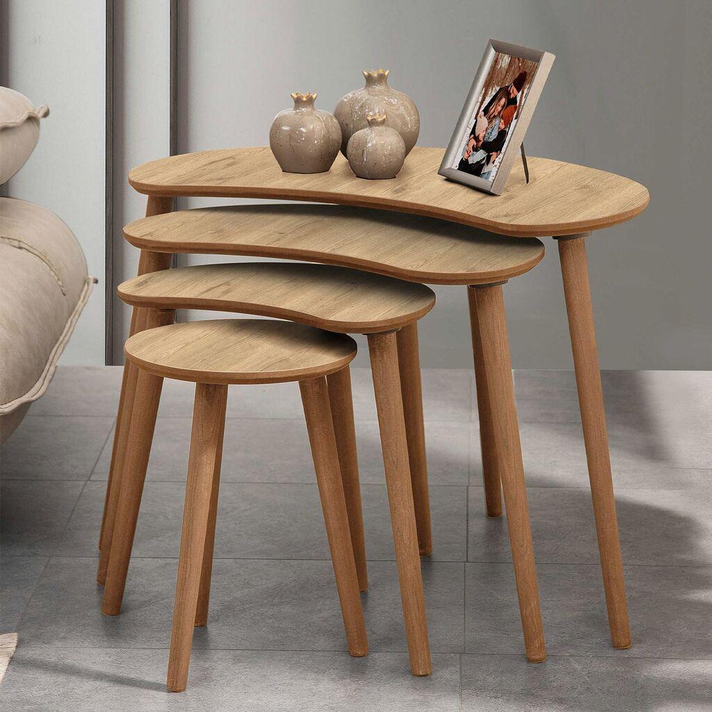 Hanah Home Set klub stolova Moon, 4 komada, Boja hrasta
