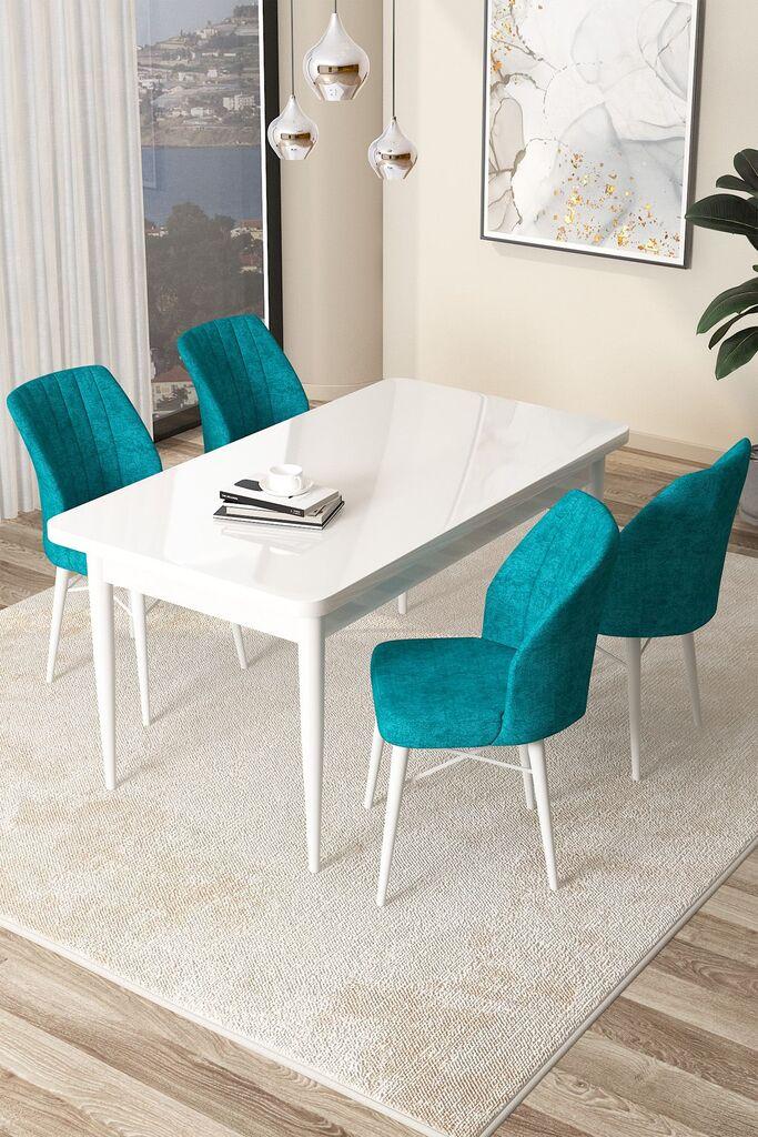 Hanah Home Set Trpezarijski sto i 4 stolice Arp, Tirkizno-beli