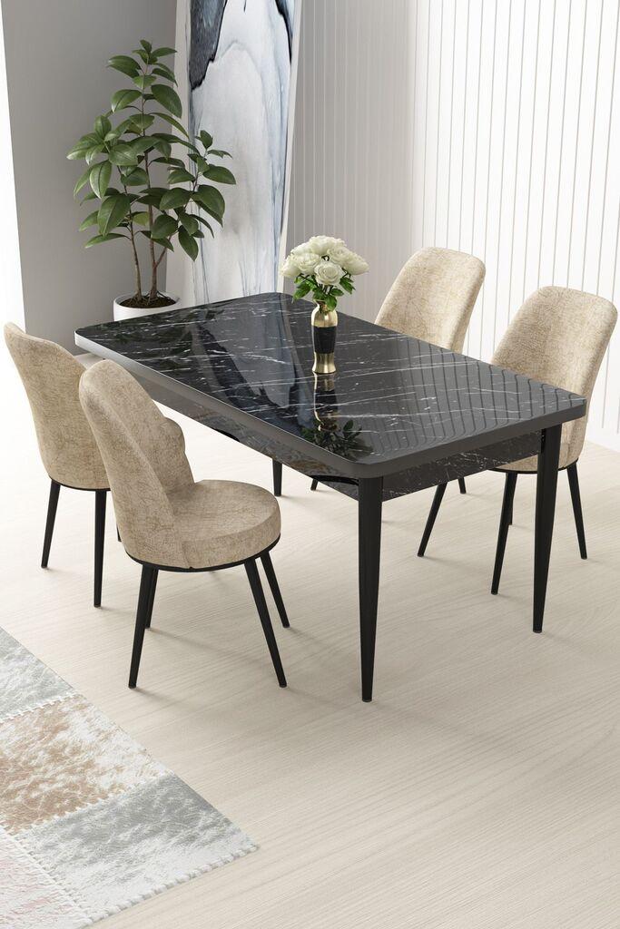 Hanah Home Set Trpezarijski sto i 4 stolice Nil, Krem-crni
