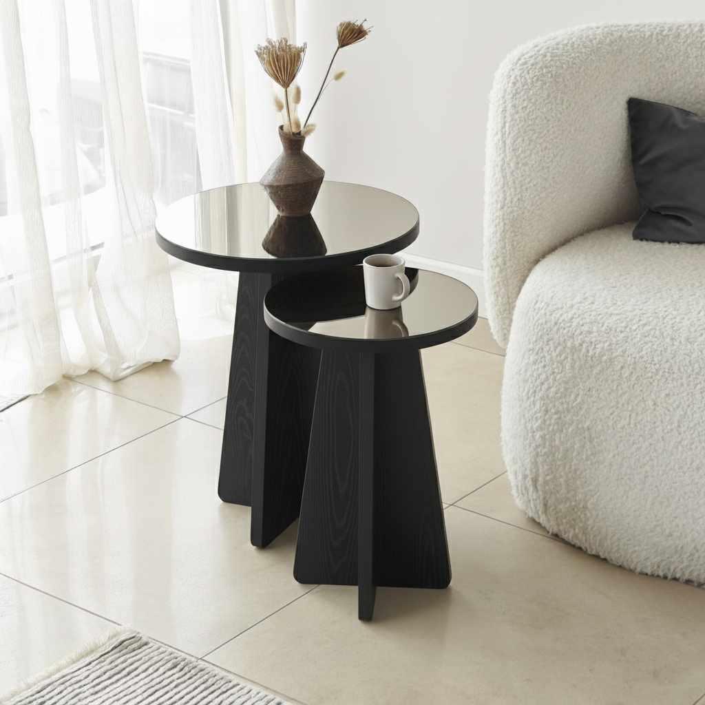 Hanah Home Set klub stolova Luna, 2 komada, Crni