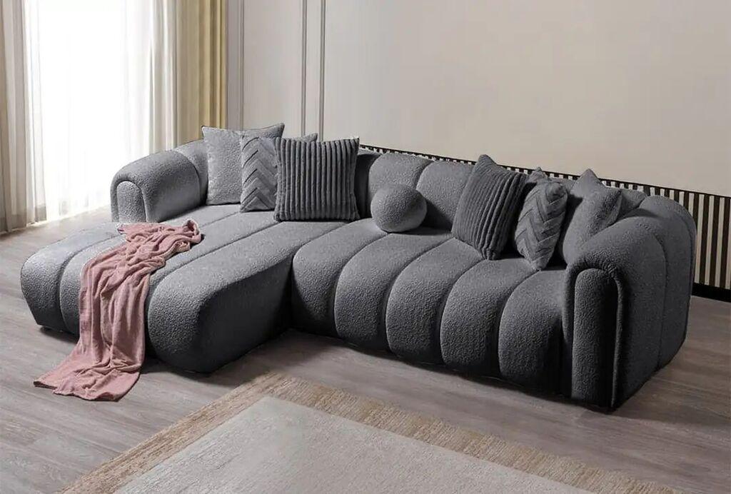 Atelier del Sofa Ugaona garnitura na razvlačenje N-Line Left, 265 x 185 x 95 cm, Tamnosiva