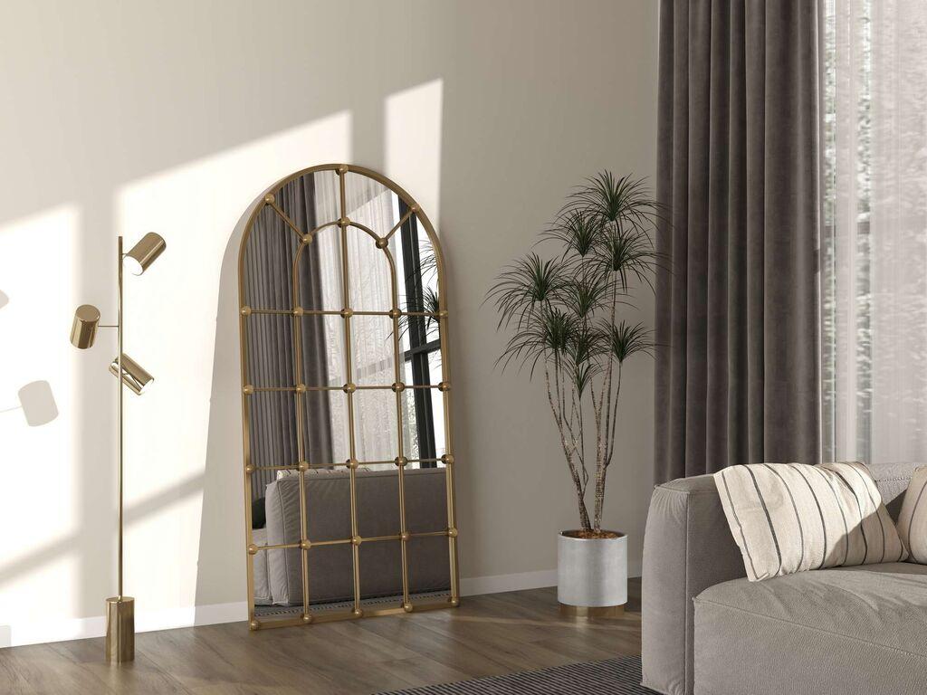 Hanah Home Podno ogledalo Ovalis, 90 cm x 180 cm, Zlatne boje