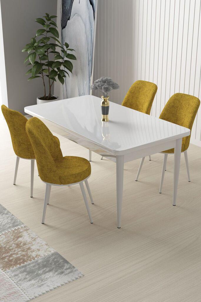 Hanah Home Set Trpezarijski sto i 4 stolice Nil, Žuto-beli