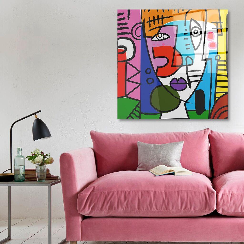 Wallity Dekorativna slika na kaljenom staklu, 50x50cm, Šarena
