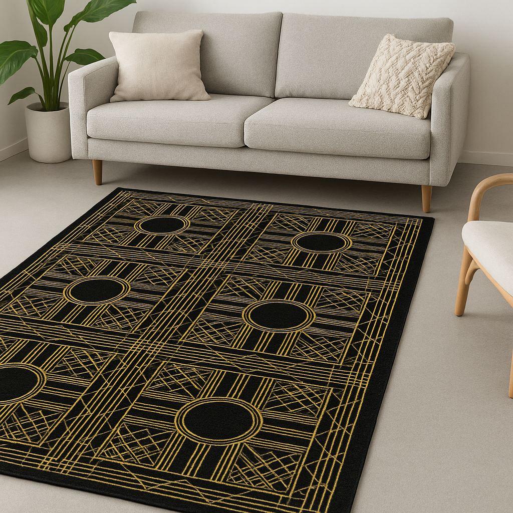 Conceptum Hypnose Tepih HM-CRP25-13, Pravougaoni, 80 x 140 cm, Crno-žuti