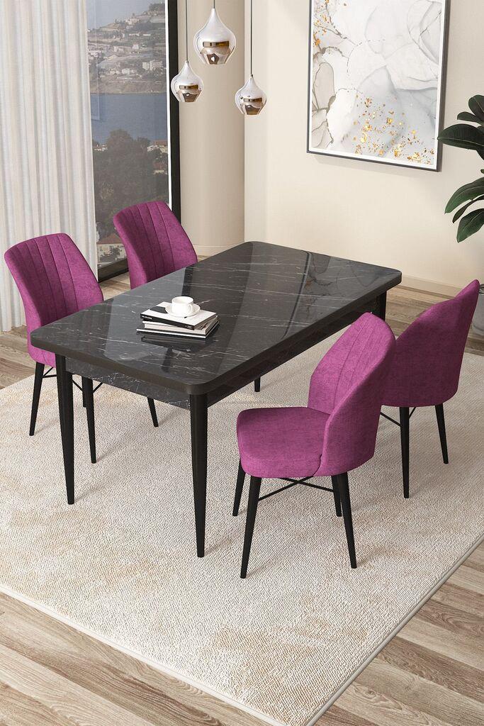 Hanah Home Set Trpezarijski sto i 4 stolice Arp, Ljubičasto-crni