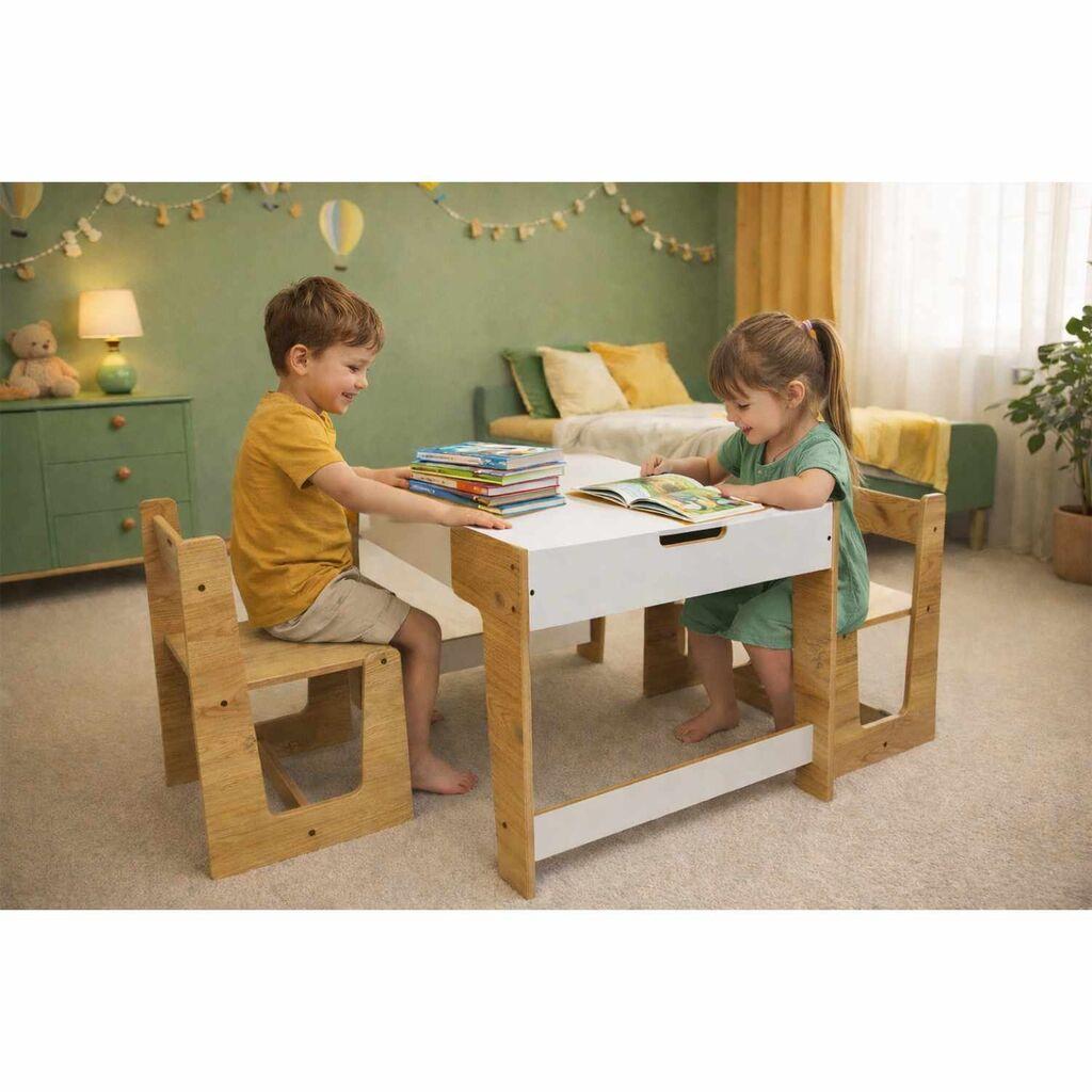 Hanah Home Dečiji set Sto i stolice, 72.5x55x56.5cm, Beli