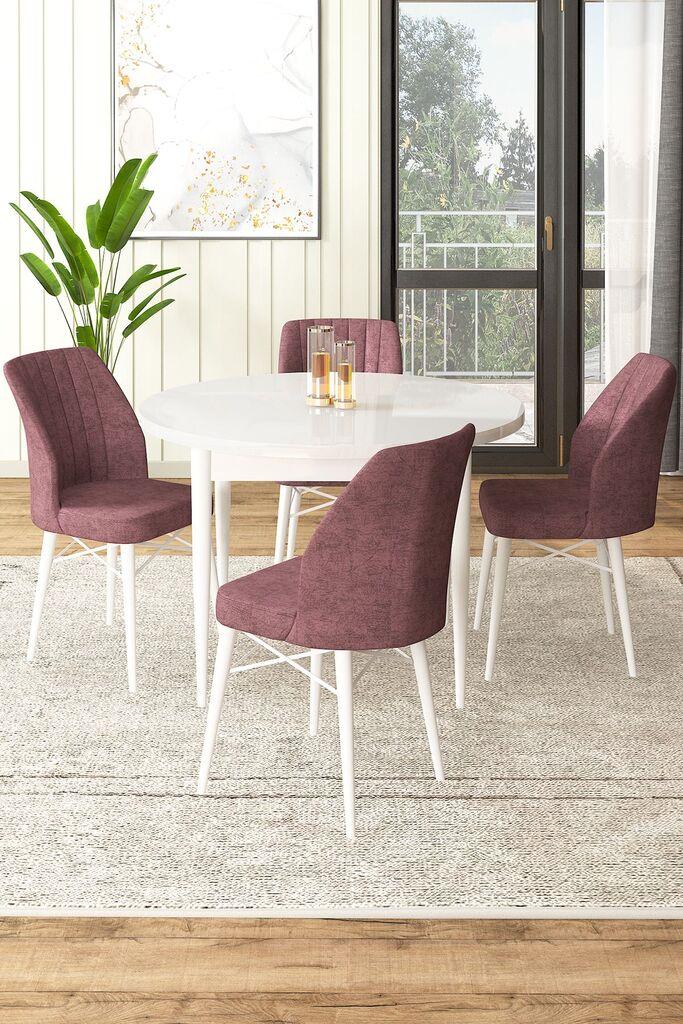 Hanah Home Set Trpezarijski sto i 4 stolice, Prljavo roze
