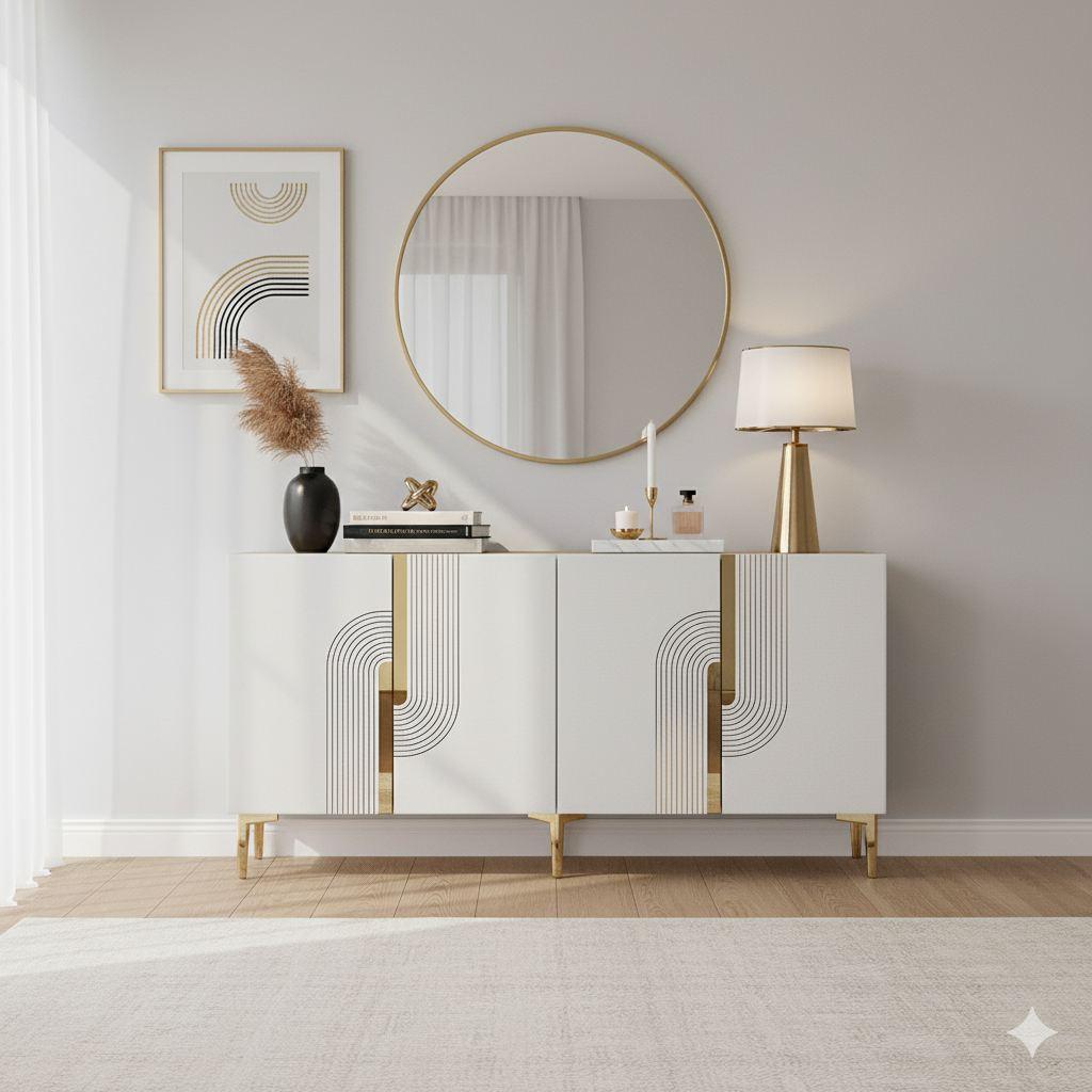 Hanah Home Komoda Meyra 150, Belo-zlatna
