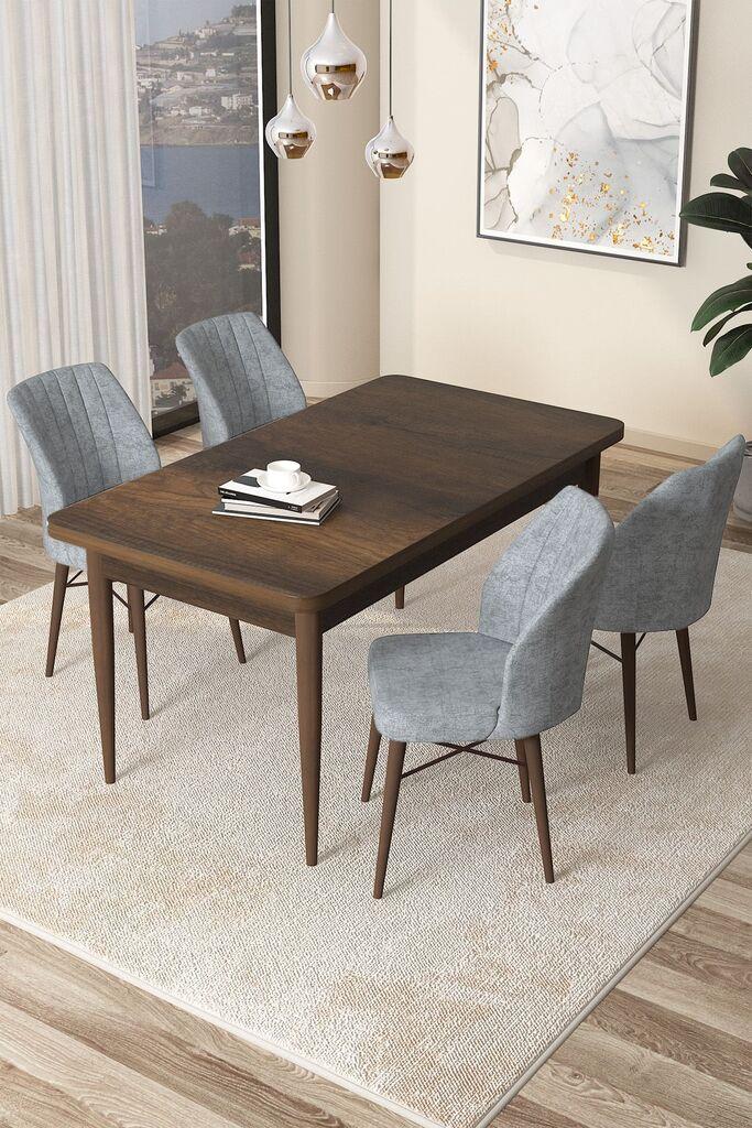 Hanah Home Set Trpezarijski sto i 4 stolice Arp, Braon-sivi
