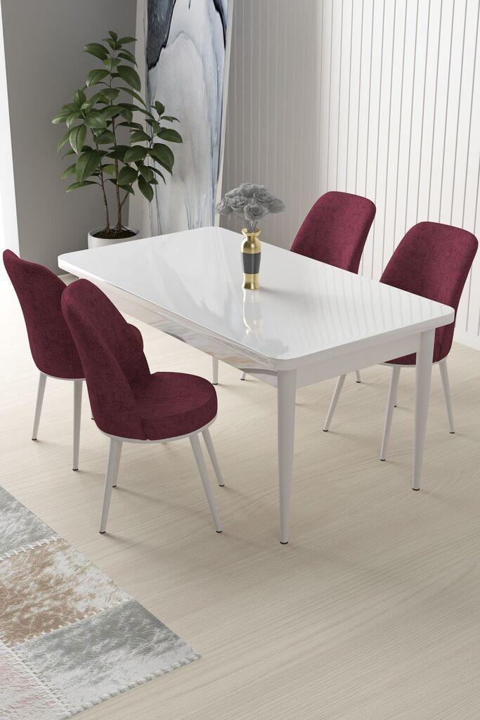 Hanah Home Set Trpezarijski sto i 4 stolice Nil, Bordo-beli