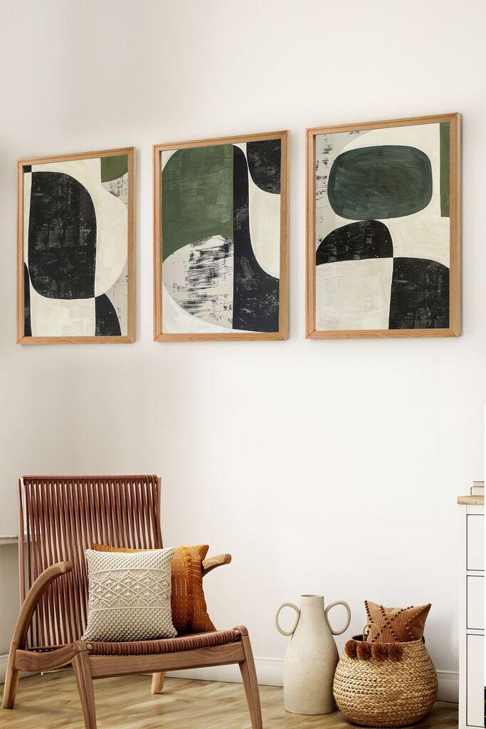 Wallity Set uramljenih MDF slika Myk3015-1, 3 Dela