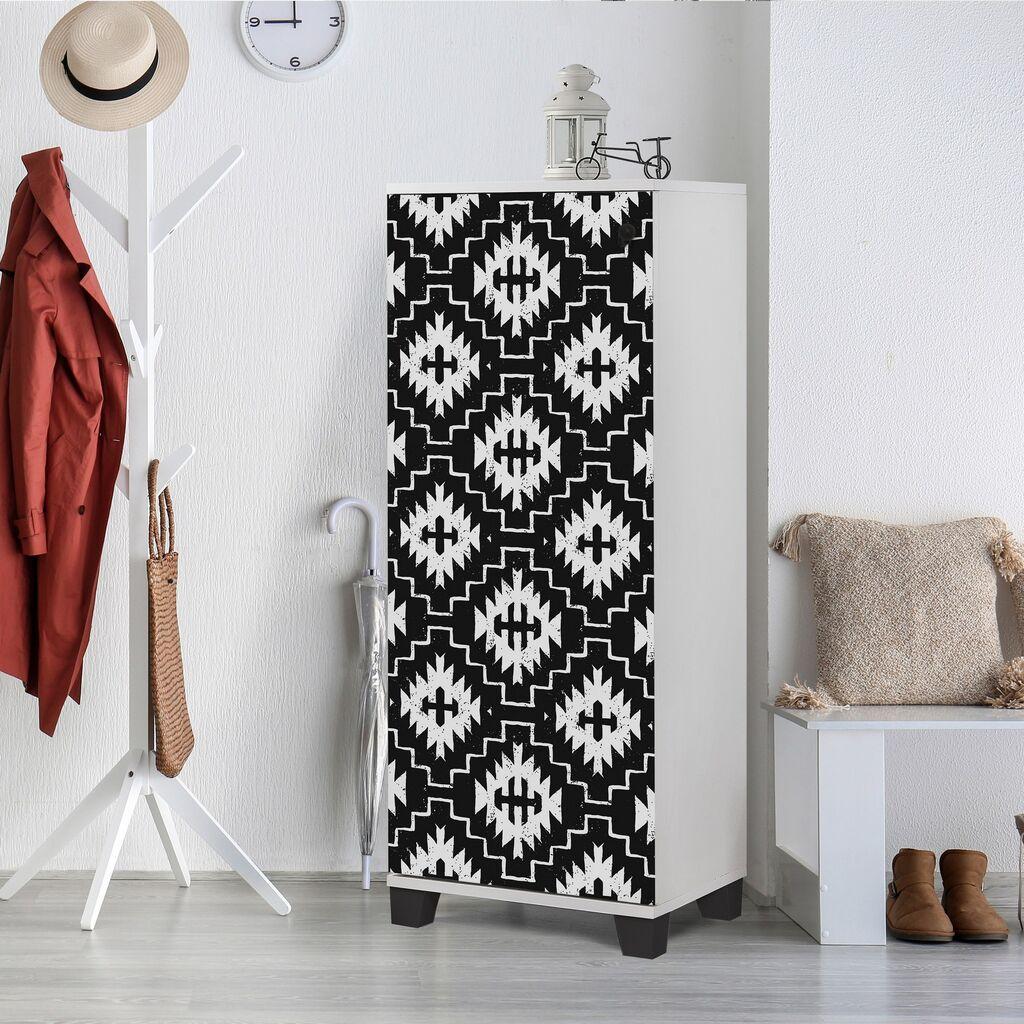 Hanah Home Cipelarnik Filinta Swan, 50x127x38 cm, Crno-beli