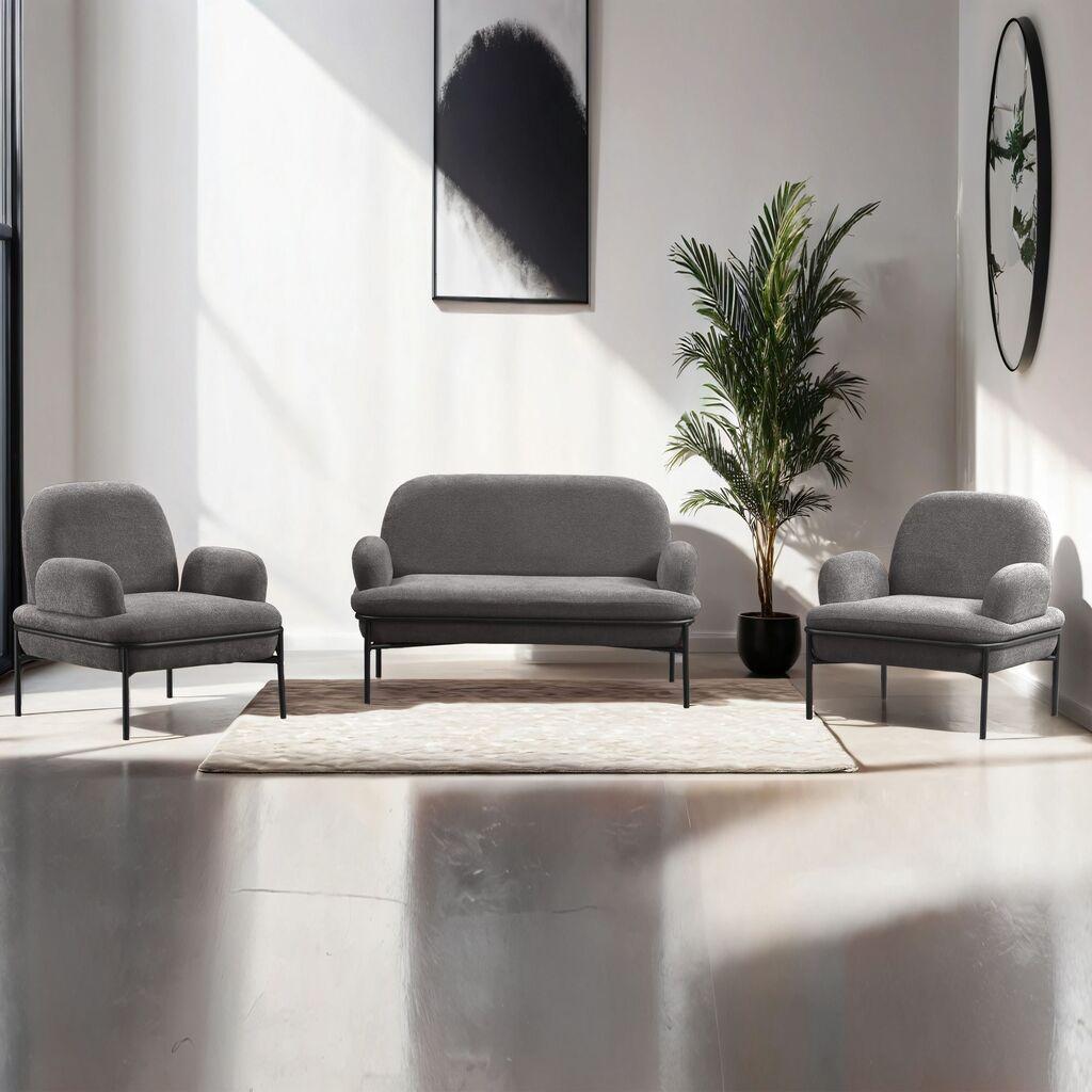 Atelier del Sofa Set garniture za dnevnu sobu, 3 komada Aster, Siva