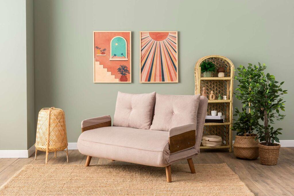 Atelier del Sofa Dvosed na razvlačenje Cosmo, 190x120x82cm, Prljavo roze