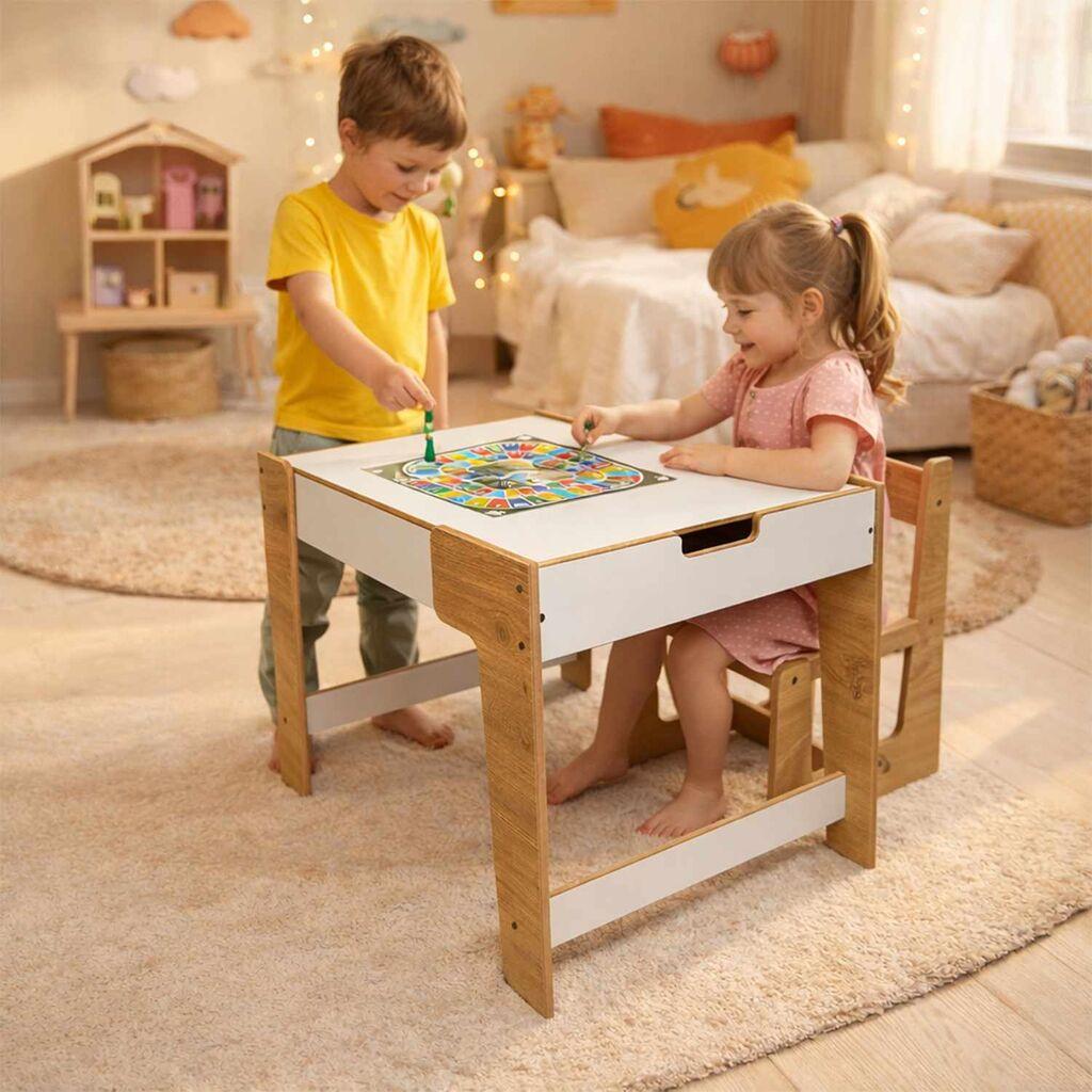 Hanah Home Dečiji set Sto i stolica, 72.5x55x56.5cm, Beli
