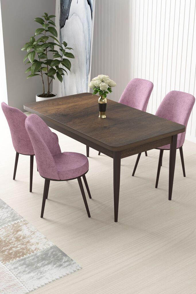 Hanah Home Set Trpezarijski sto i 4 stolice Nil, Braon-roze