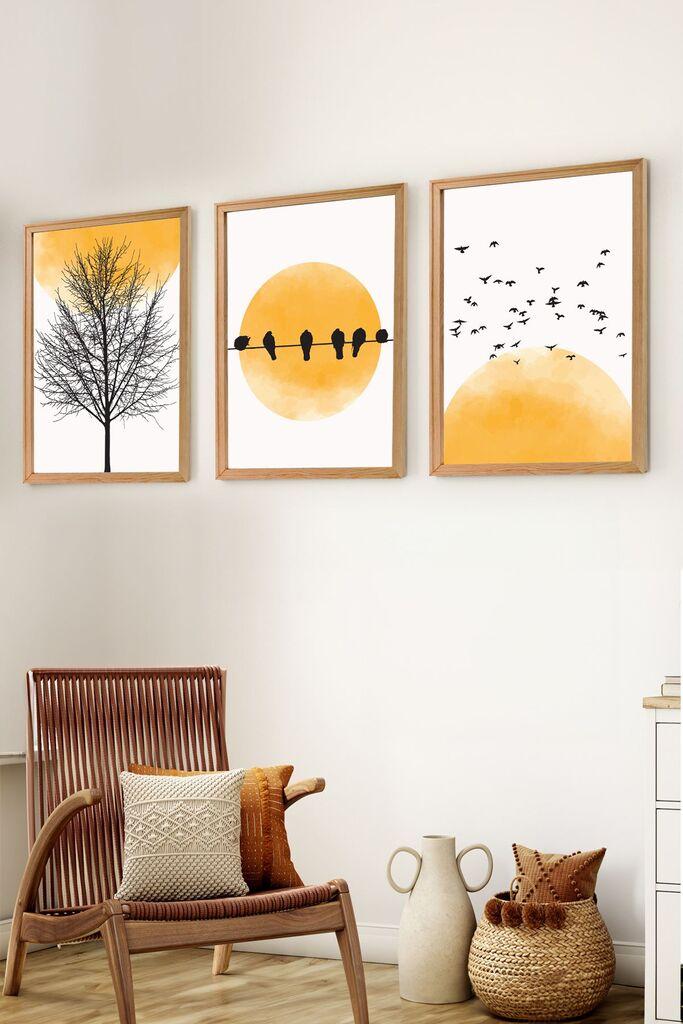 Wallity Set uramljenih MDF slika Myk3007-1, 3 Dela