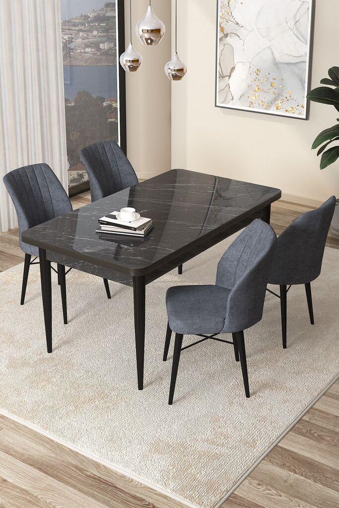 Hanah Home Set Trpezarijski sto i 4 stolice Arp, Sivo-crni