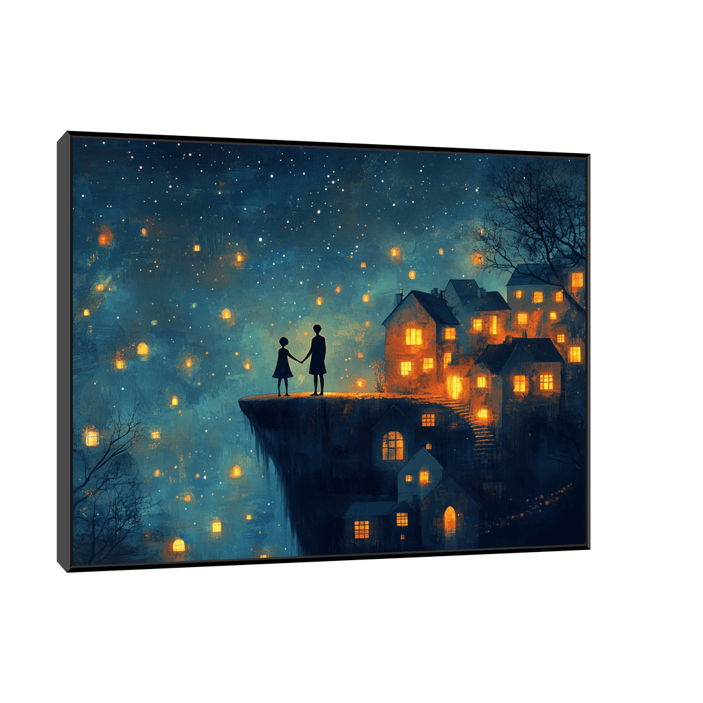 Slika na platnu Na vrhu planine 80x60cm, Sa ramom, Crni