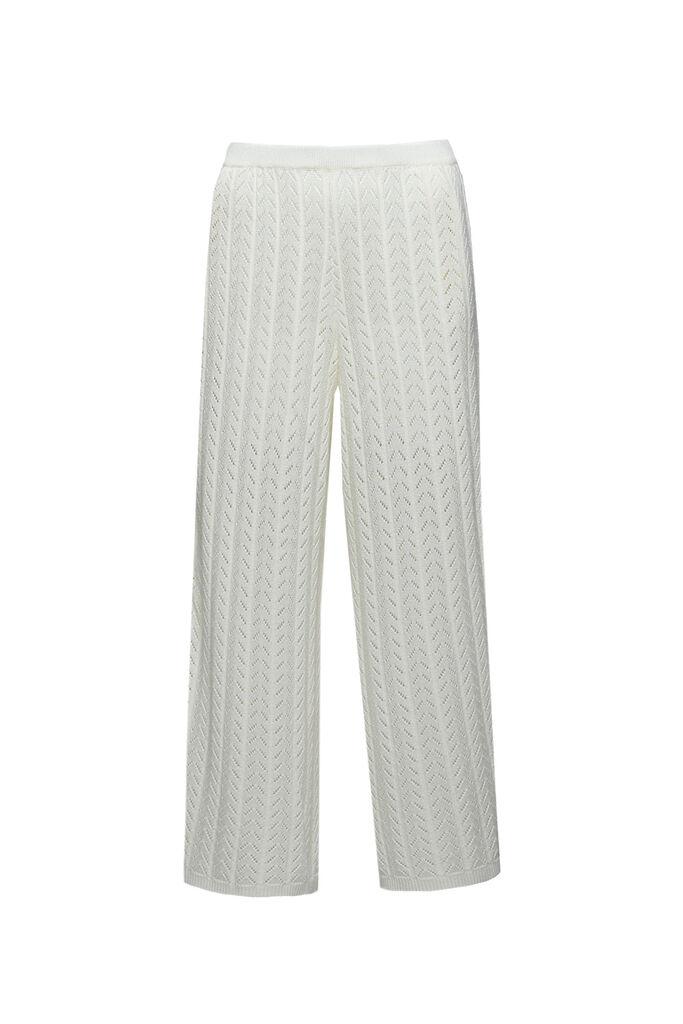Zisuki Ženske pletene pantalone, Bele