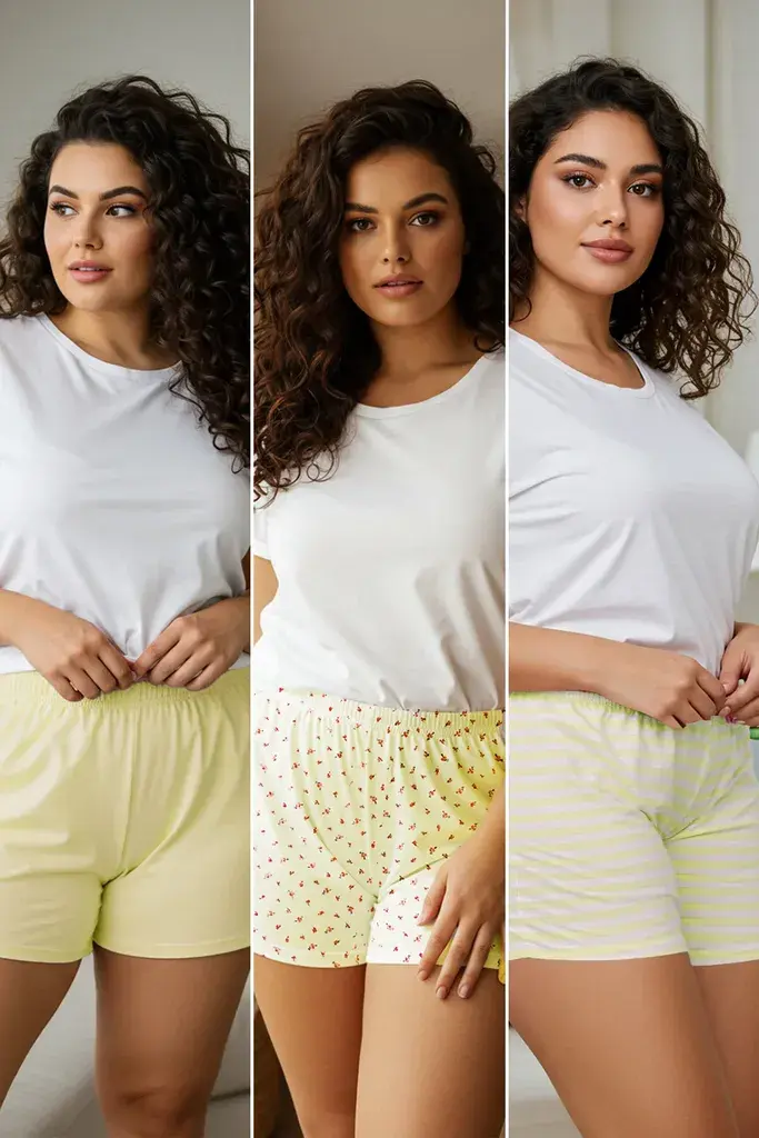 Trendyol Curve Ženski set donjih delova pidžame Tbbss25Ia00006, Žuti