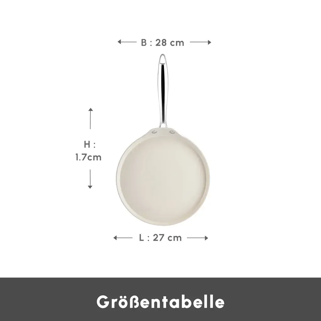 Karaca Tiganj za palačinke Swiss Crystal, 28 cm, Krem