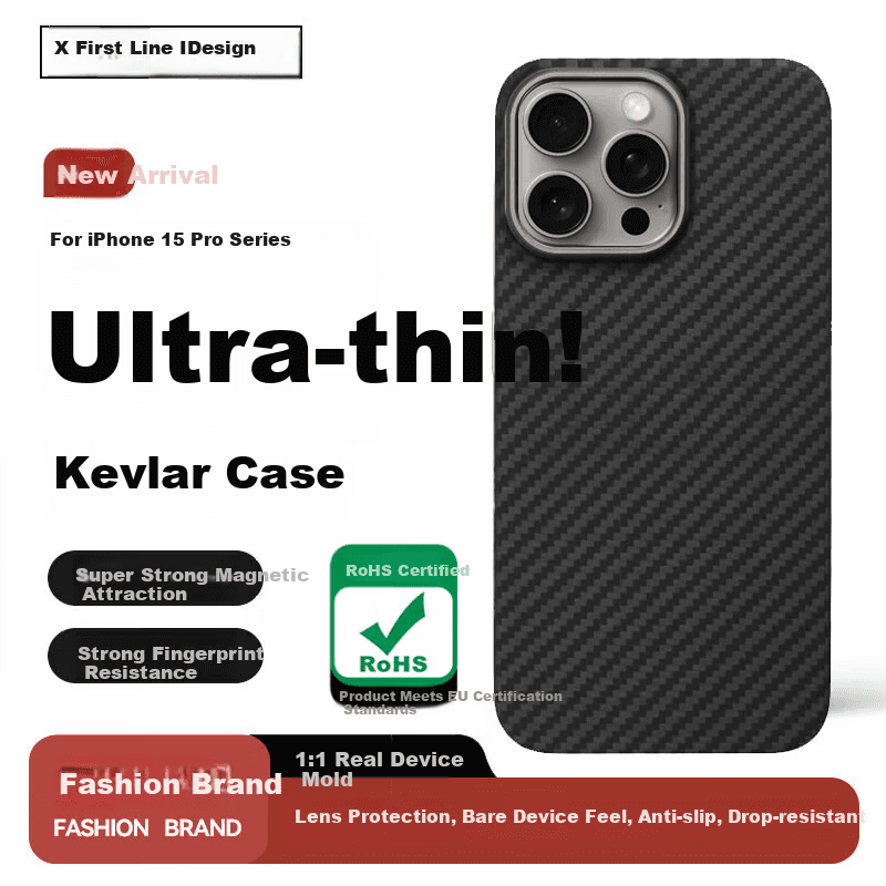 Kevlar  Maska za mobilni telefon iPhone 15 Pro, Crno-siva