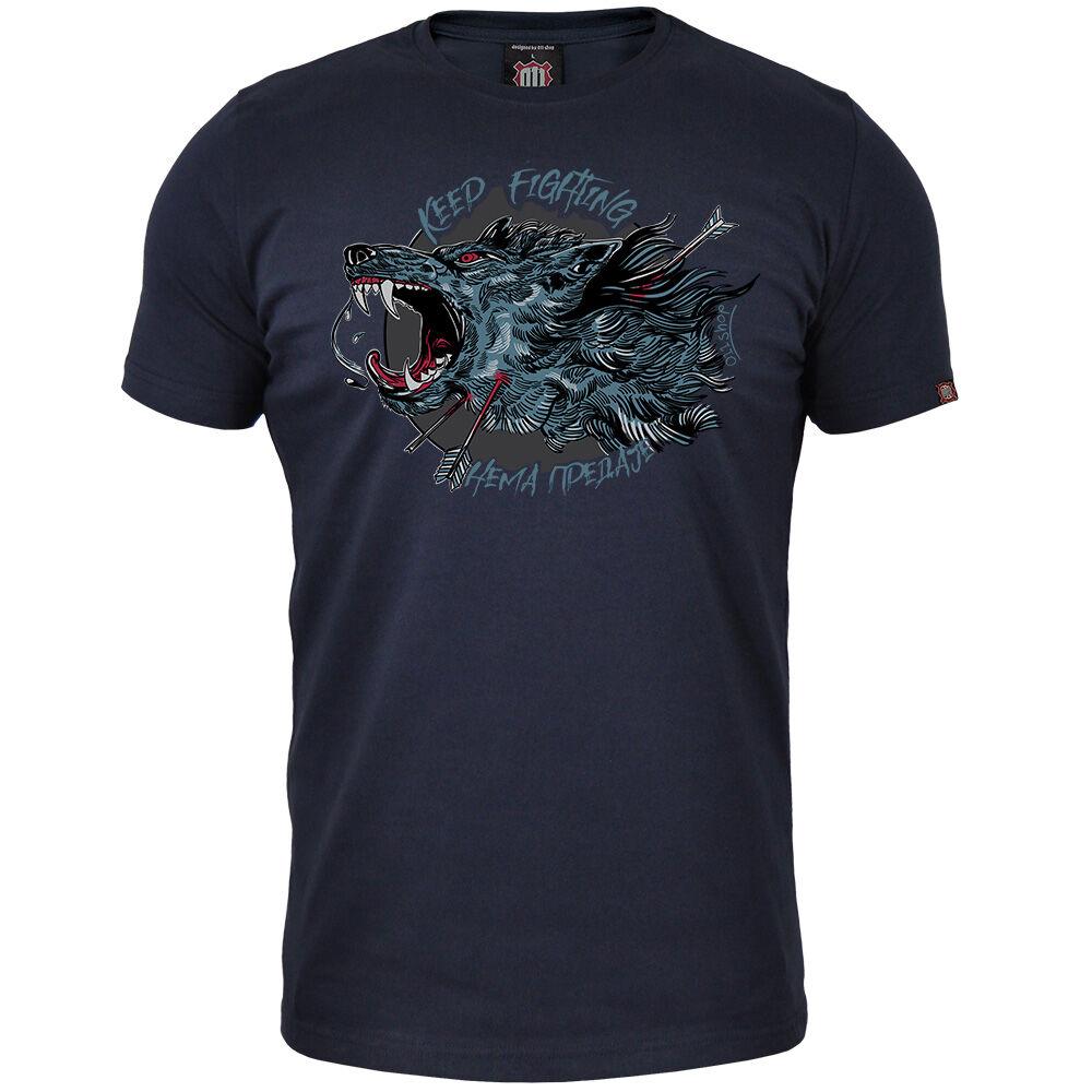 011Shop Muška majica kratkih rukava Keep Fighting - Nema predaje, Teget