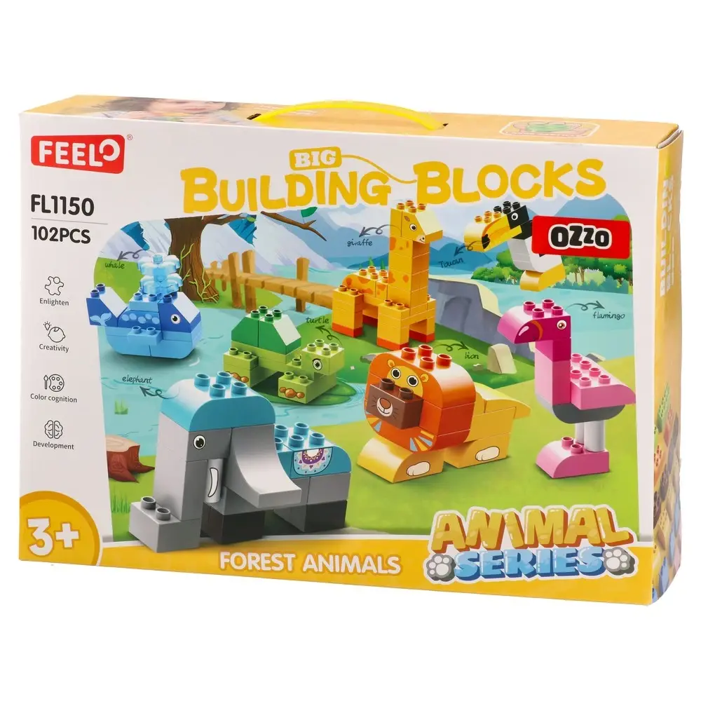 Feelo Kocke za decu Divlje životinje, 102 dela
