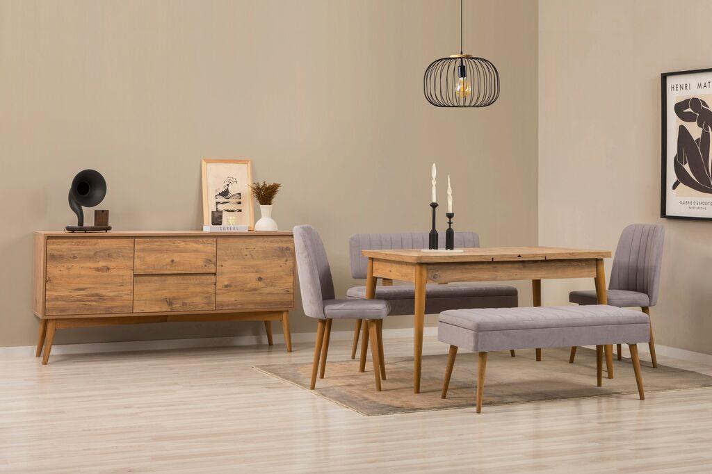 Hanah Home Trpezarijski set Vina Bench 04 0701, 6 delova, Sivi