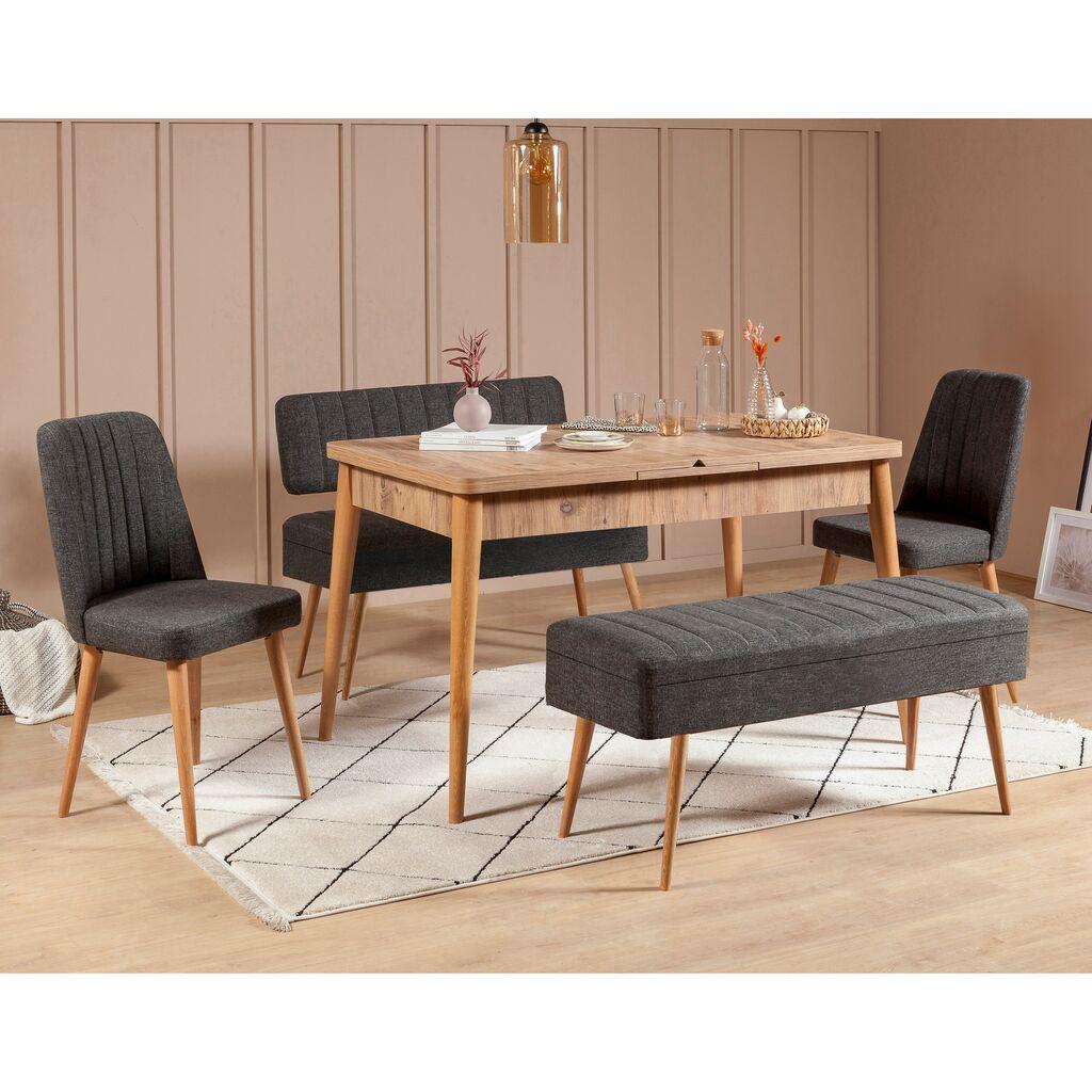 Hanah Home Set trpezarijski sto i stolice Vina 1053-4, Boje hrasta