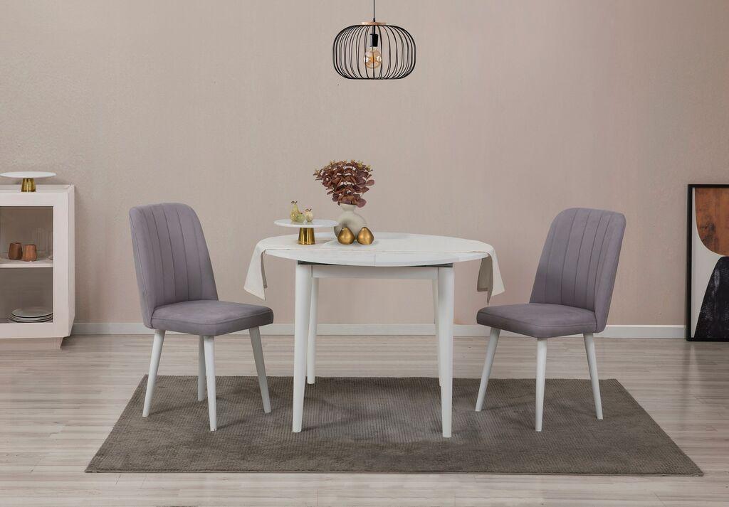 Hanah Home Set Trpezarijski sto i 2 trpezarijske stolice Vina 0701, Beli