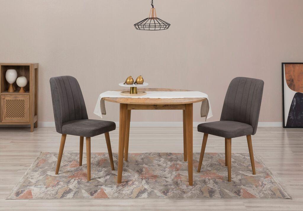 Hanah Home Set Trpezarijski sto i 2 trpezarijske stolice Vina 1501, Hrast