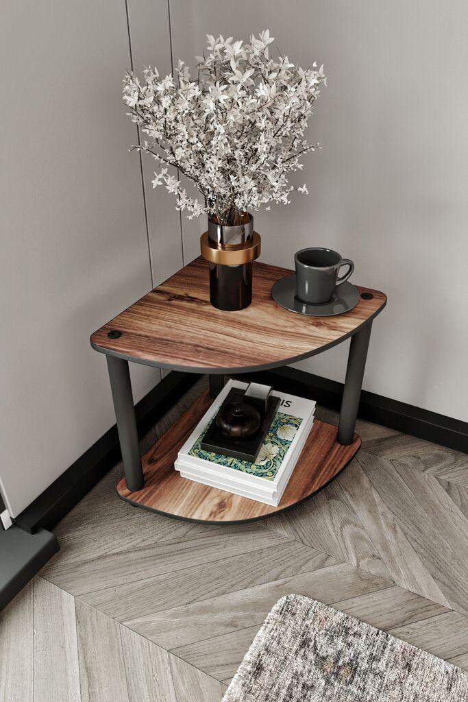 Hanah Home Pomoćni stočić Tiers Corner, 34x38x34 cm, Boje oraha