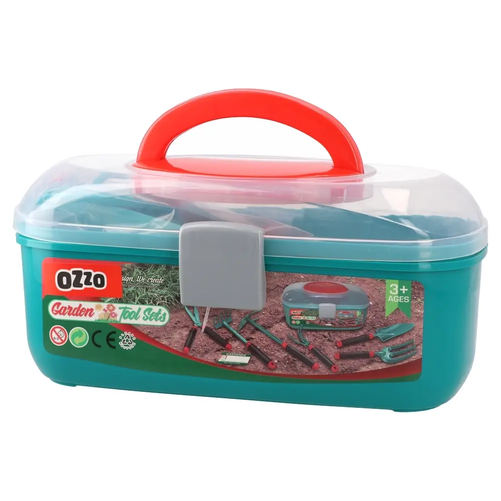 Set dečijeg alat za baštu u kutiji Jugo, 6 komada, Zeleni