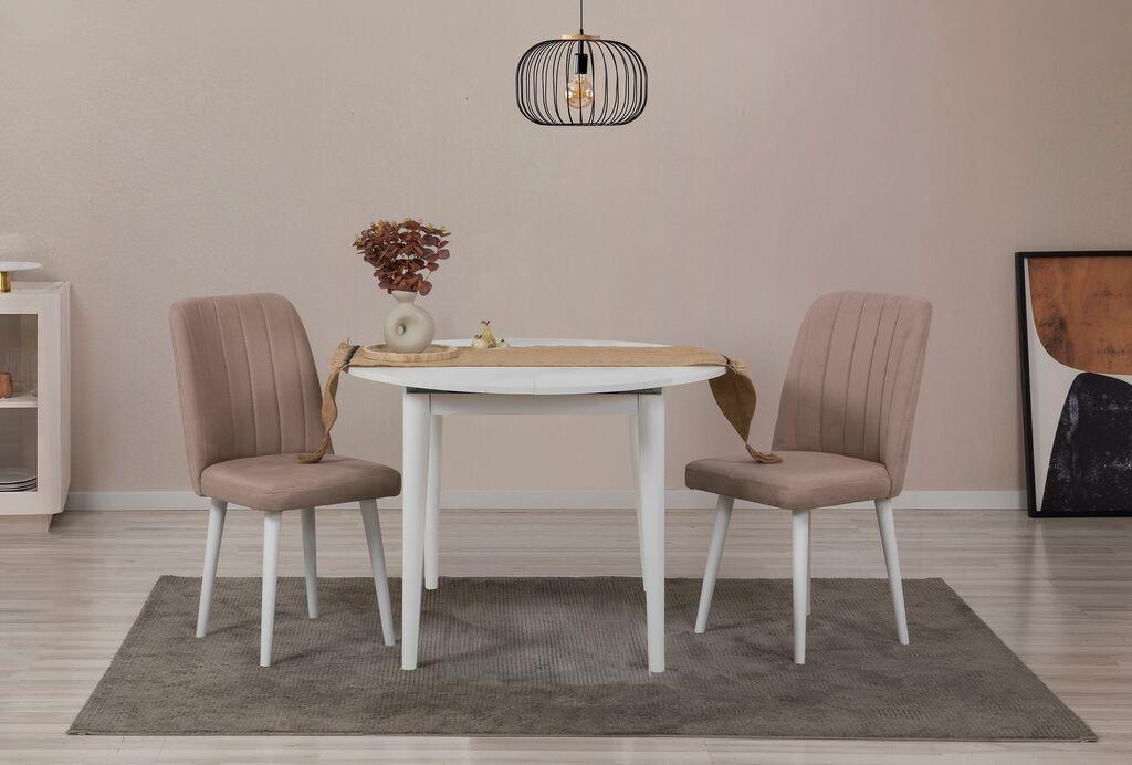 Hanah Home Set Trpezarijski sto i 2 trpezarijske stolice Vina 0900, Beli