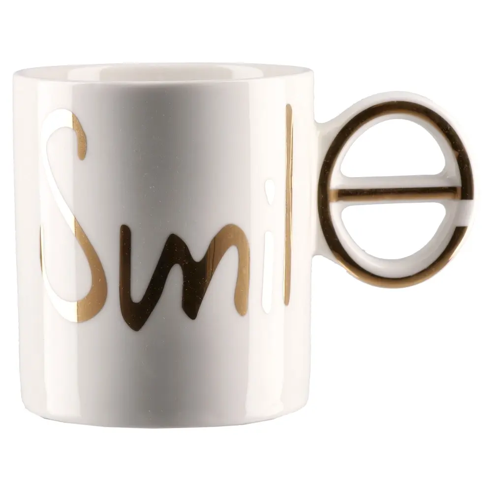 Šolja Smile Toby, 350 ml, Belo - zlatne boje