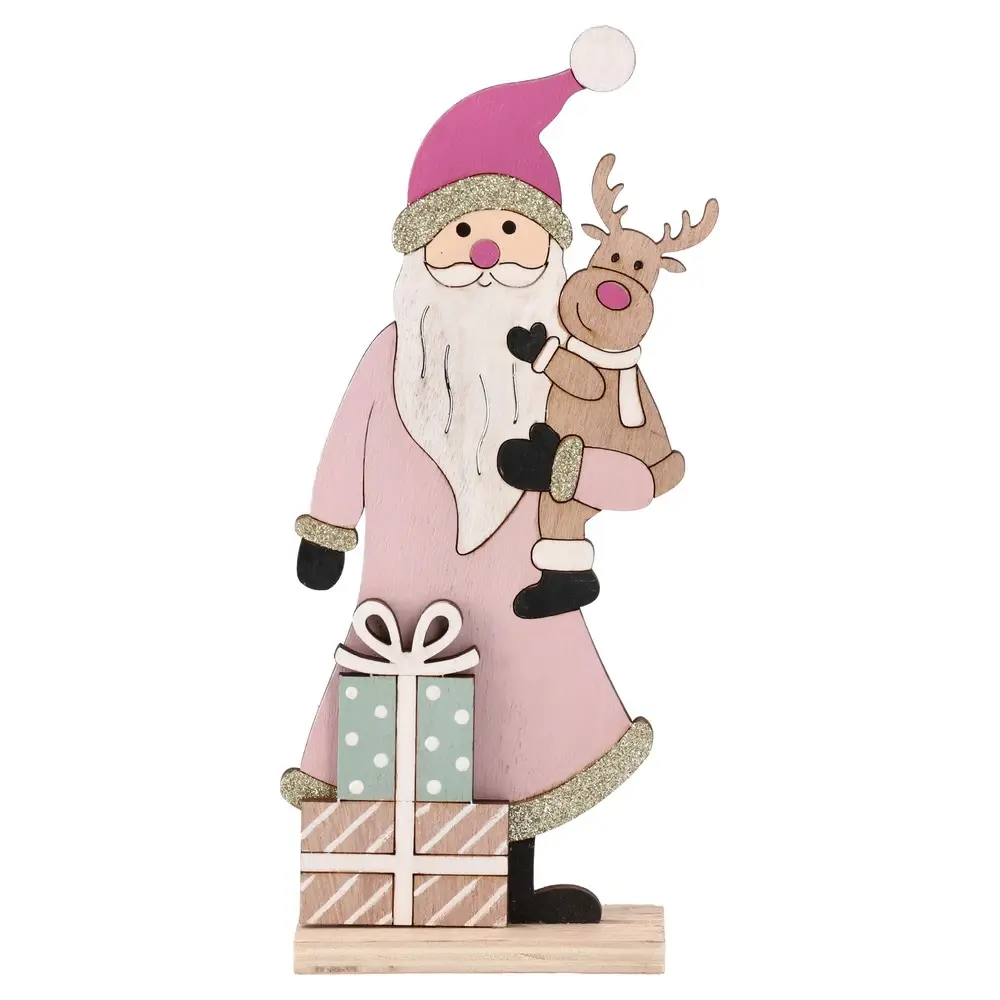 Festa Novogodišnja dekoracija Deda Mraz sa poklonom Pinky, 22.5cm, Roze