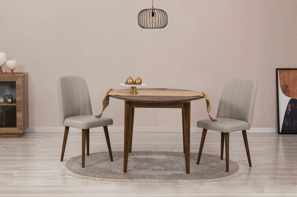 Hanah Home Set Trpezarijski sto i 2 trpezarijske stolice Vina 1005 3, Orah