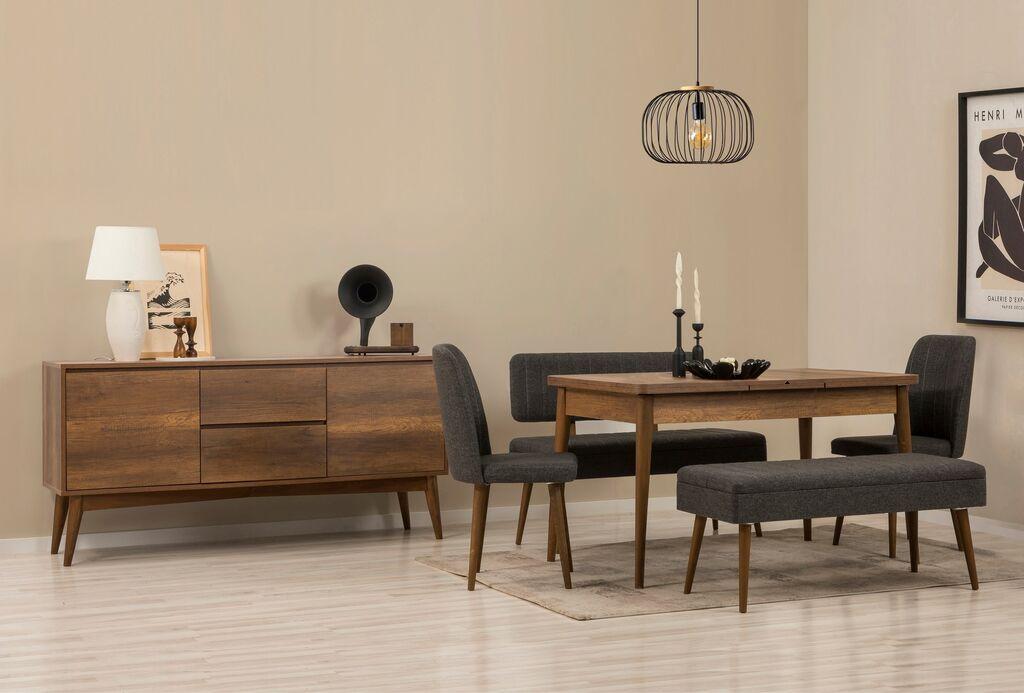 Hanah Home Trpezarijski set Vina Bench 03 1053, 7 delova, Antracit