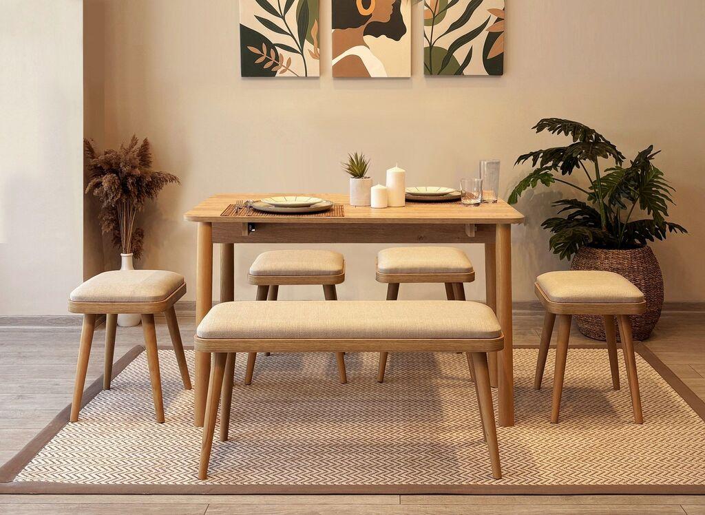 Hanah Home Set trpezarijski sto i stolice Vina Mini 06 1005, Smeđi