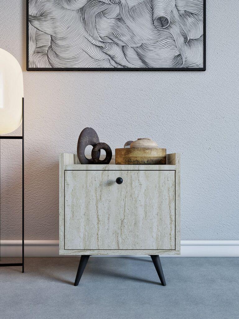 Hanah Home Noćni stočić Dopo, 50x55x40 cm, Prljavo beli