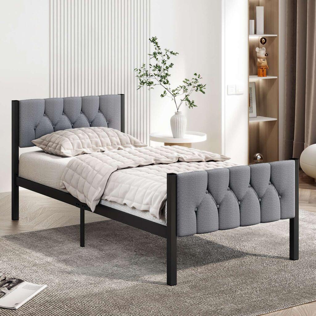 Hanah Home Ram za krevet Stil, 100x200 cm,Sivi