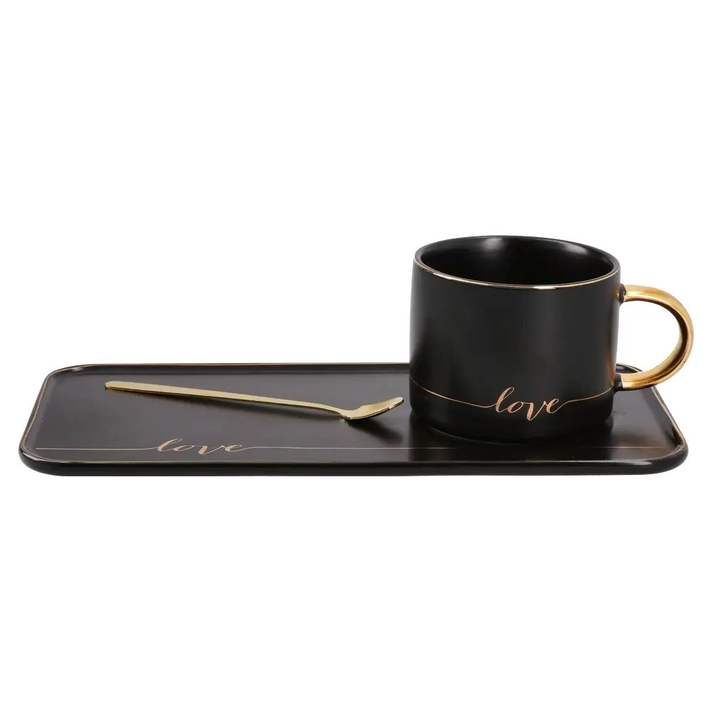 Set šolja sa tacnom Ljubav Moka, Crna