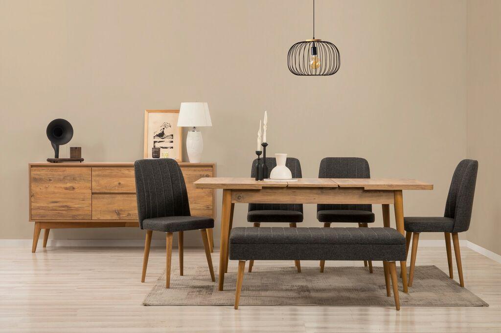 Hanah Home Trpezarijski set Vina 03 1048, 7 delova, Tamnosivi