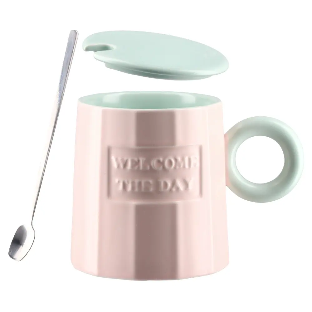 Šolja sa poklopcem Moka, 350ml, Roze